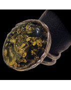 Bague Ambre Vert argent 925 Taille 58