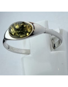 Bague Ambre Vert argent 925