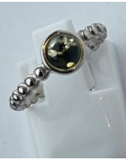 Bague Ambre Vert Argent 925 Taille 50