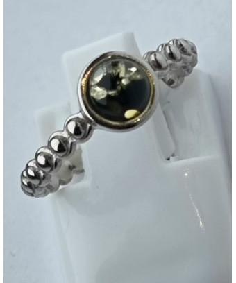 Bague Ambre Vert Argent 925 Taille 50