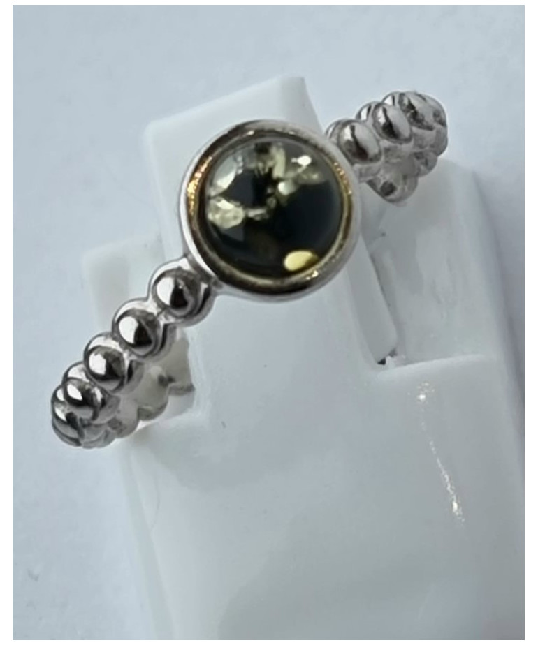Bague Ambre Vert Argent 925 Taille 50