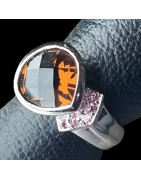 Bague Citrine Madère naturelle & Tourmaline rose Argent 925