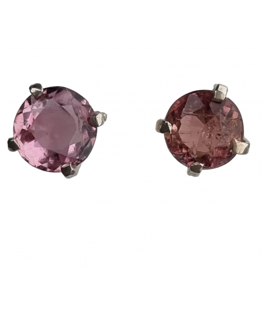 Boucles Tourmaline rose griffée Argent 925
