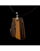 Pendentif Œil de tigre sur cordon cuir