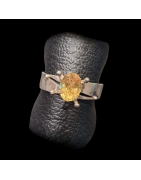 Bague Citrine Naturelle Acier Taille 60