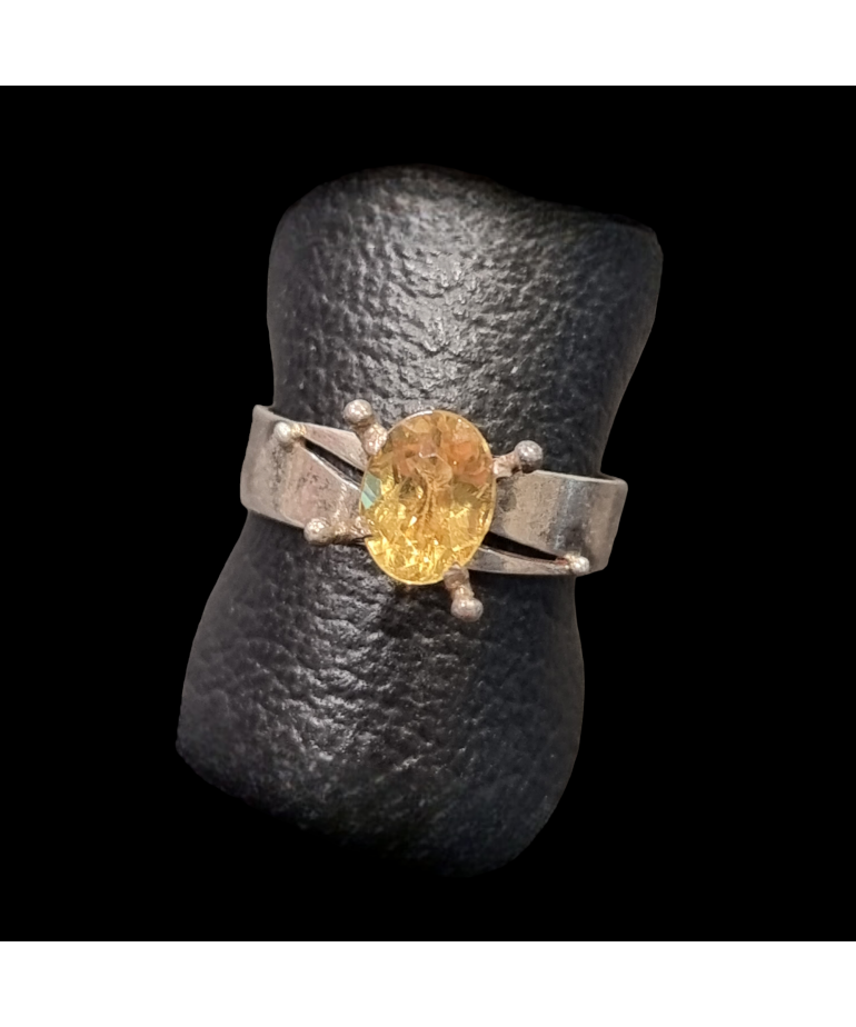 Bague Citrine Naturelle Acier Taille 60