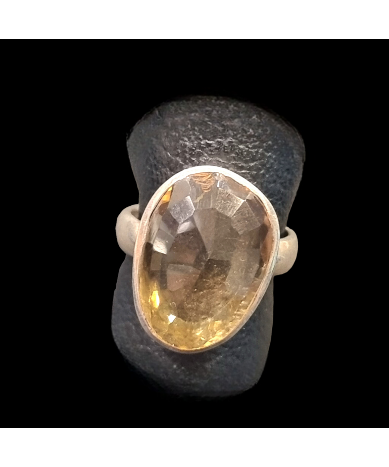 Bague Citrine Naturelle Argent 925 Taille 60