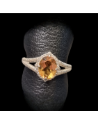 Bague Citrine naturelle Argent 925 Taille 58