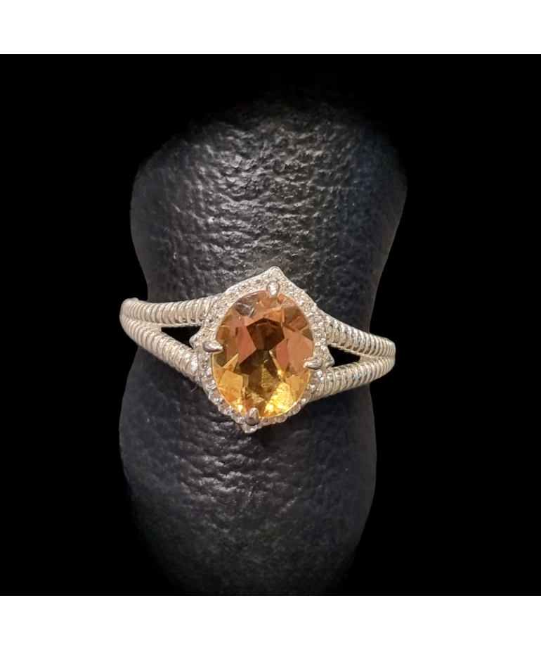 Bague Citrine naturelle Argent 925 Taille 58