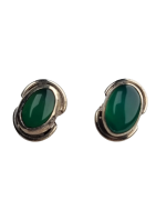 Boucles Agate verte sertie argent 925