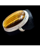 Bague Œil de tigre Argent 925 Taille 54