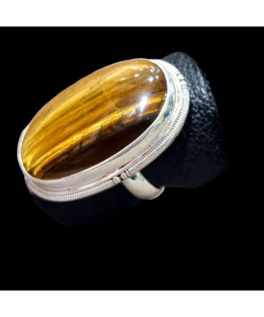 Bague Œil de tigre Argent 925 Taille 54