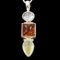 Pendentif Préhnite Ambre Pierre de lune avec chaîne argent