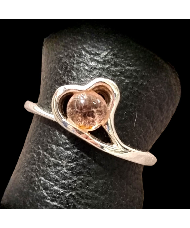 Bague Tourmaline rose Cœur Argent 925 Taille 55