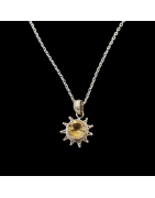 Pendentif Citrine Soleil Argent 925 avec chaîne