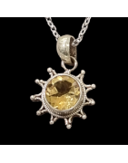 Pendentif Citrine Soleil Argent 925 avec chaîne