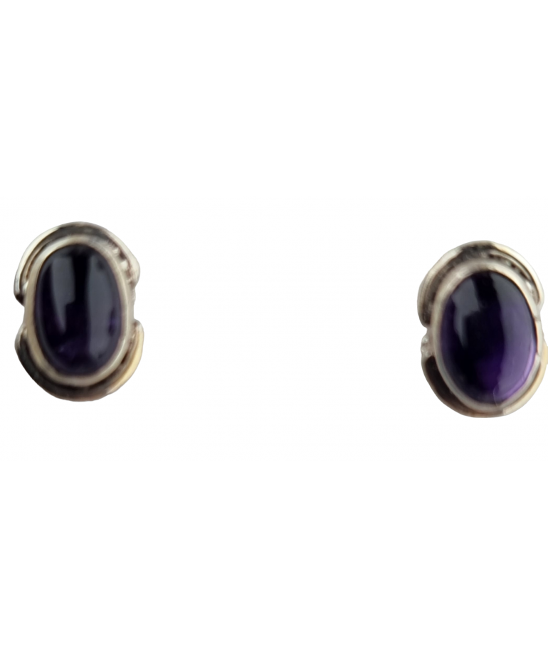 Boucles Améthyste sertie Argent 925