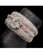 Bague Zirconium & Kunzite Argent 925 Taille 53
