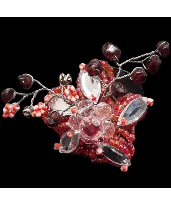 Bague Perles de verre Fantaisie Fleur Cuivre Taille 57+