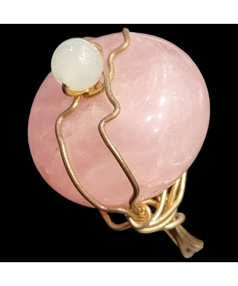 Bague Quartz rose Laiton Taille 56