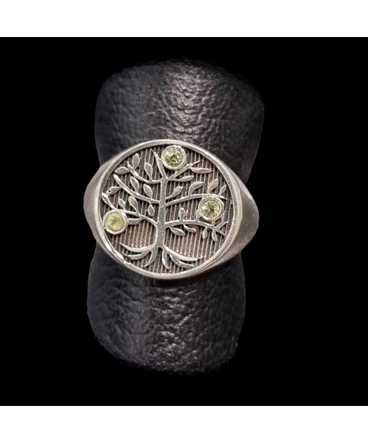 Bague Péridot Arbre de vie Argent 925 Taille 58