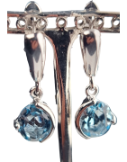 Boucles Topaze bleue griffée argent 925