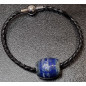 Bracelet Lapis-lazuli Cuir tressé Fermeture poussoir