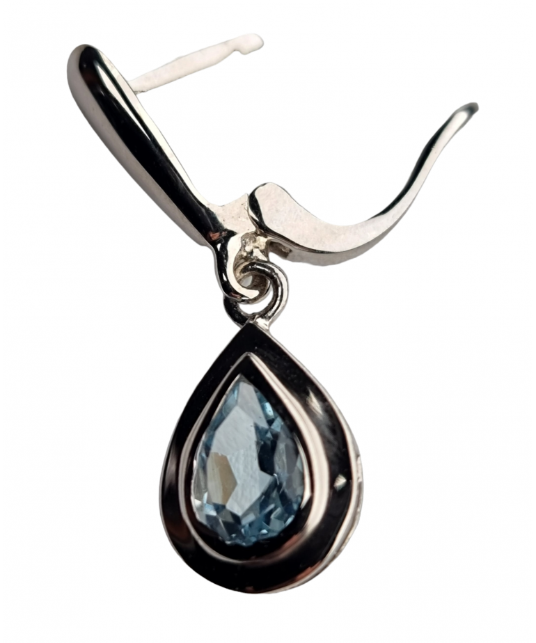 Boucles Topaze bleue sertie argent 925