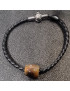 Bracelet Agate du Botswana Cuir tressé Fermeture poussoir