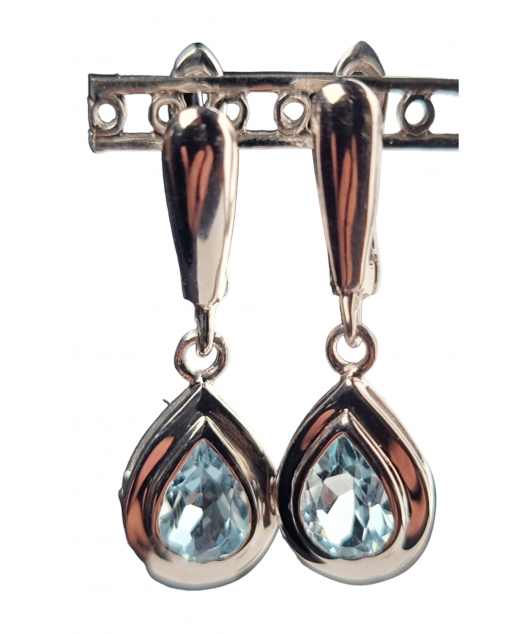 Boucles Topaze bleue sertie argent 925