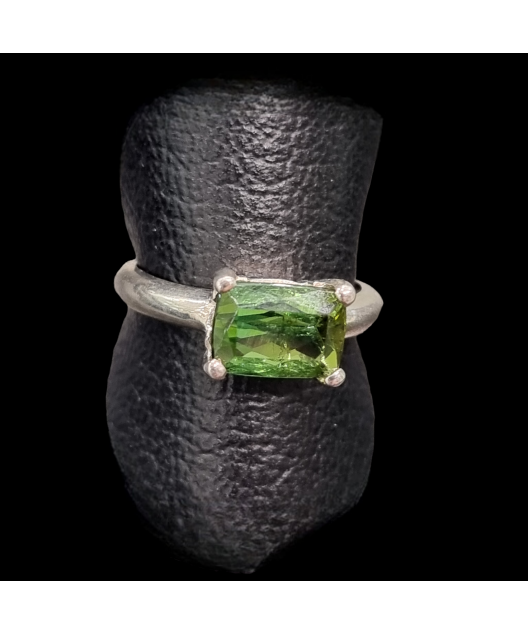Bague tourmaline verte argent 925 taille 59