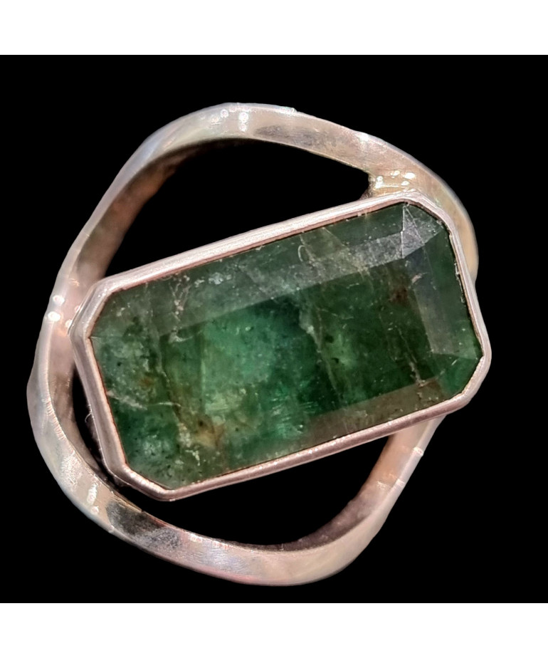 Bague Emeraude Argent 925 Taille 58
