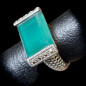 Bague Agate verte naturelle Argent 925 Taille 56