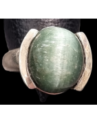 Bague Béryl Œil de chat Argent 925 Taille 52