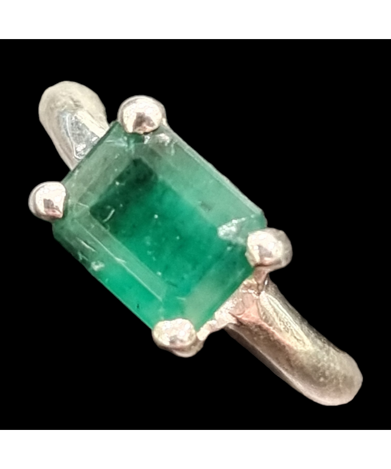 Bague Emeraude Argent 925 Taille 54