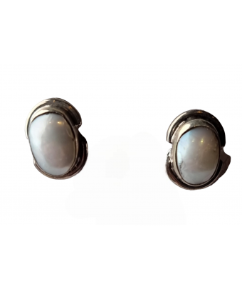 Boucles Nacre sertie Argent 925