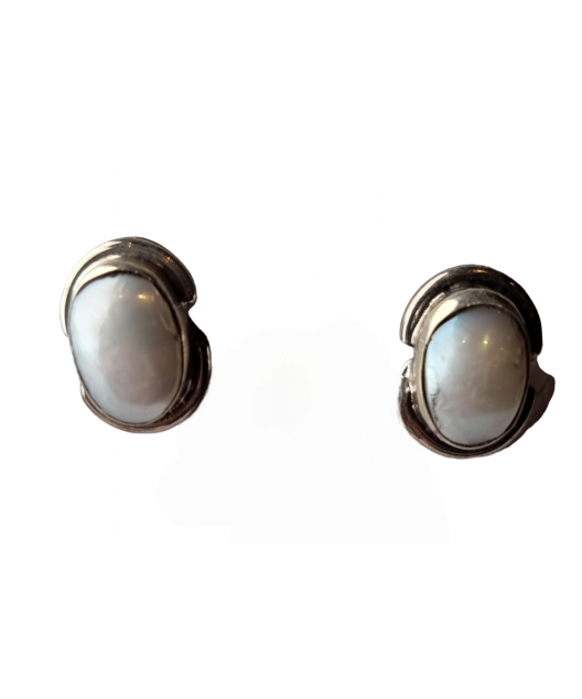Boucles Nacre sertie Argent 925