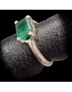 Bague Emeraude Argent 925 Taille 54
