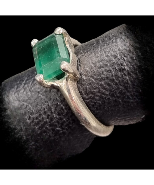 Bague Emeraude Argent 925 Taille 54