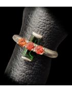 Bague Tourmaline & Grenat Argent 925 Taille 52
