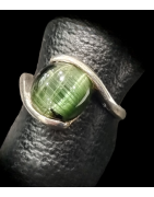 Bague Tourmaline Œil de chat Argent 925 Taille 51
