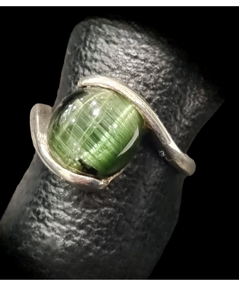 Bague Tourmaline Œil de chat Argent 925 Taille 51