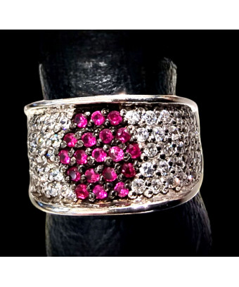 Bague Rubis & Zirconium Argent 925 Taille 55
