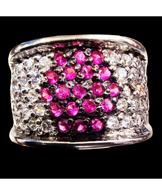 Bague Rubis & Zirconium Argent 925 Taille 55