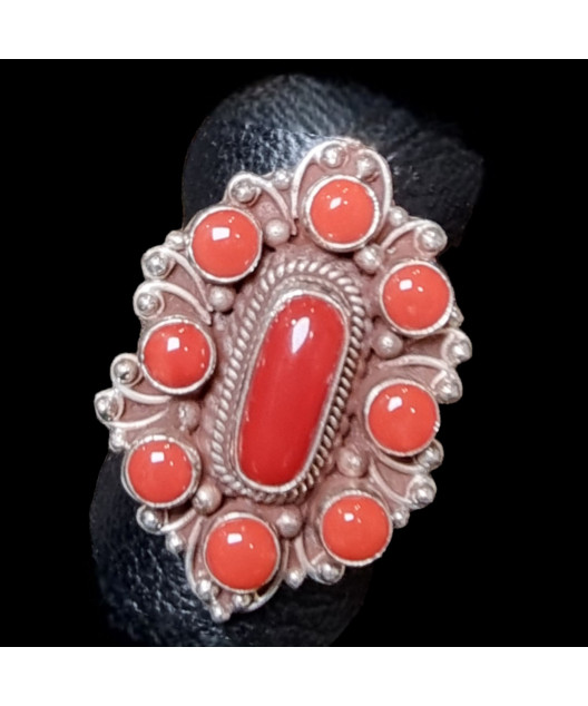 Bague Corail Argent 925 Taille 54