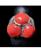 Bague Corail Argent 925 Taille 57+