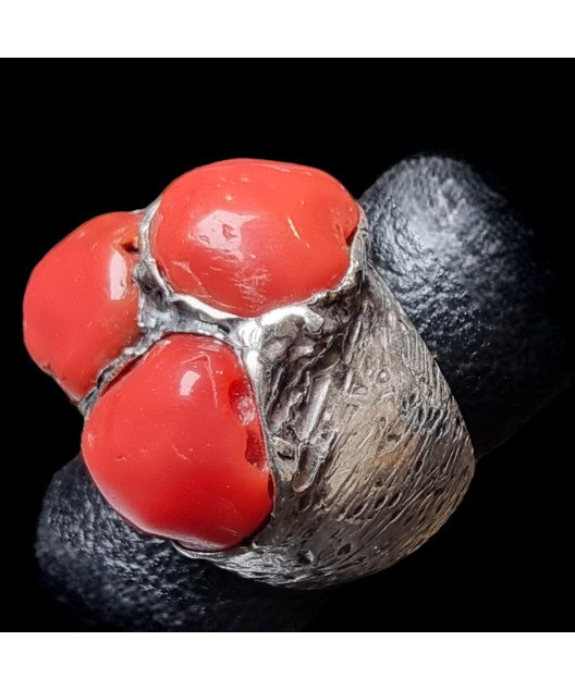 Bague Corail Argent 925 Taille 57+