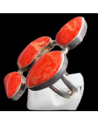Bague Corail Argent 925 Taille 60