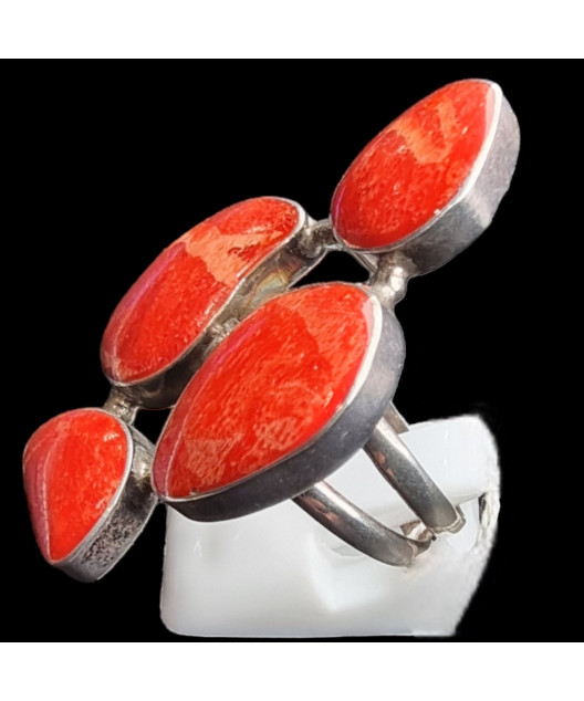 Bague Corail Argent 925 Taille 60