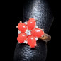 Bague Corail Fleur Argent 925 vermeil Taille 54